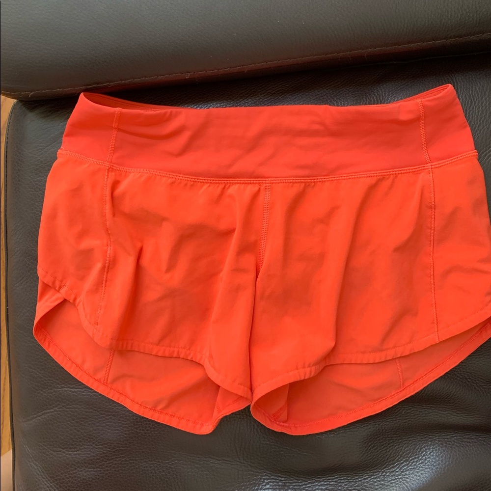 Red Speed Up Lululemon shorts